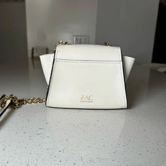 ZAC ZAC POSEN Eartha Iconic Mini Chain white LEATHER floral purse/bag - Picture 3 of 5